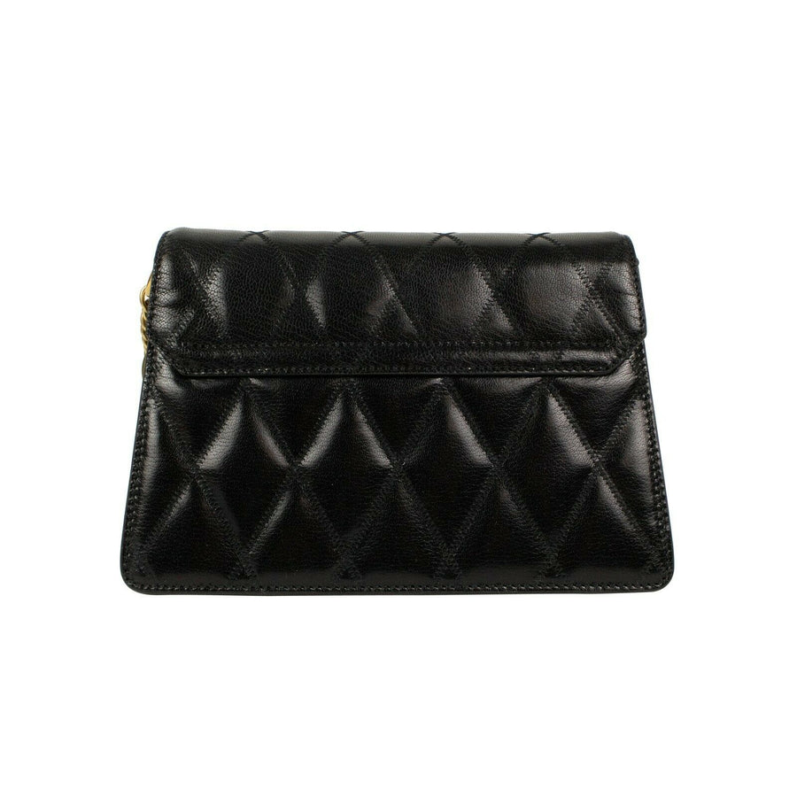 Leather Diamond Quilted 'GV3' Small Crossbody Bag - Black