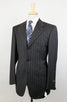 Striped Wool 3 Button Suit - Gray