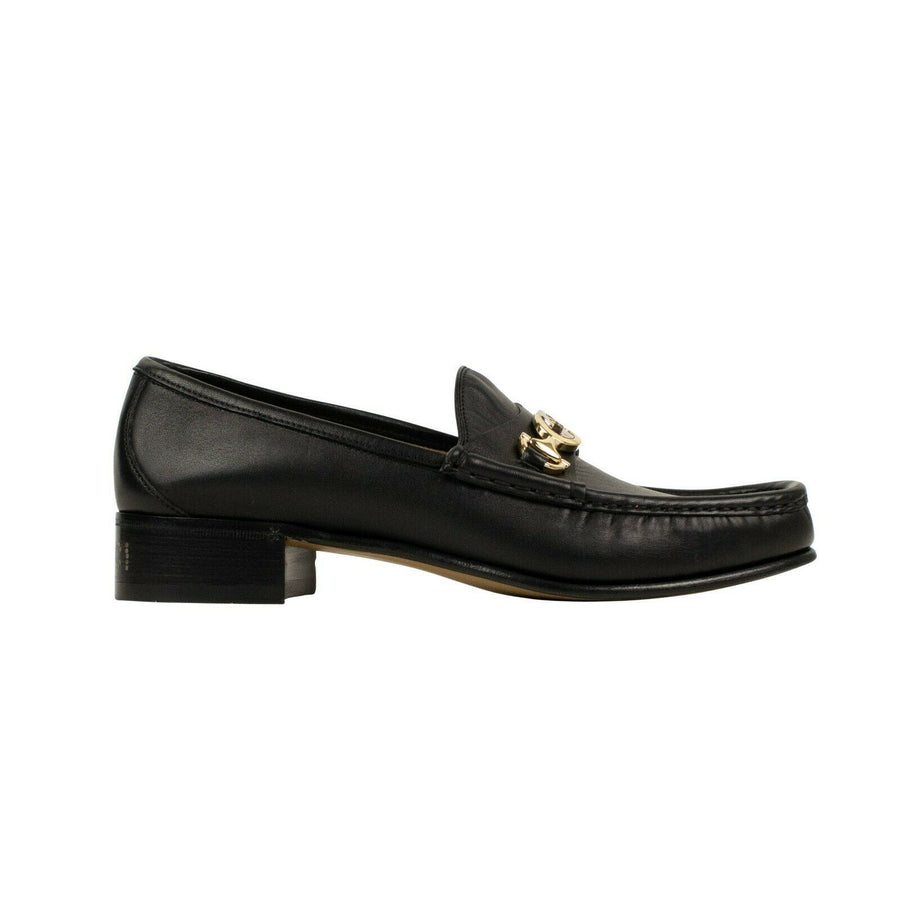 Leather Interlocking 'G' Horsebit Loafer Shoes - Black