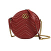 Quilted GG Marmont Chevron Leather Mini Round Shoulder Bag - Red