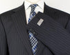 Drop 7 Striped Wool Slim/Trim Fit 2 Button Suit - Gray