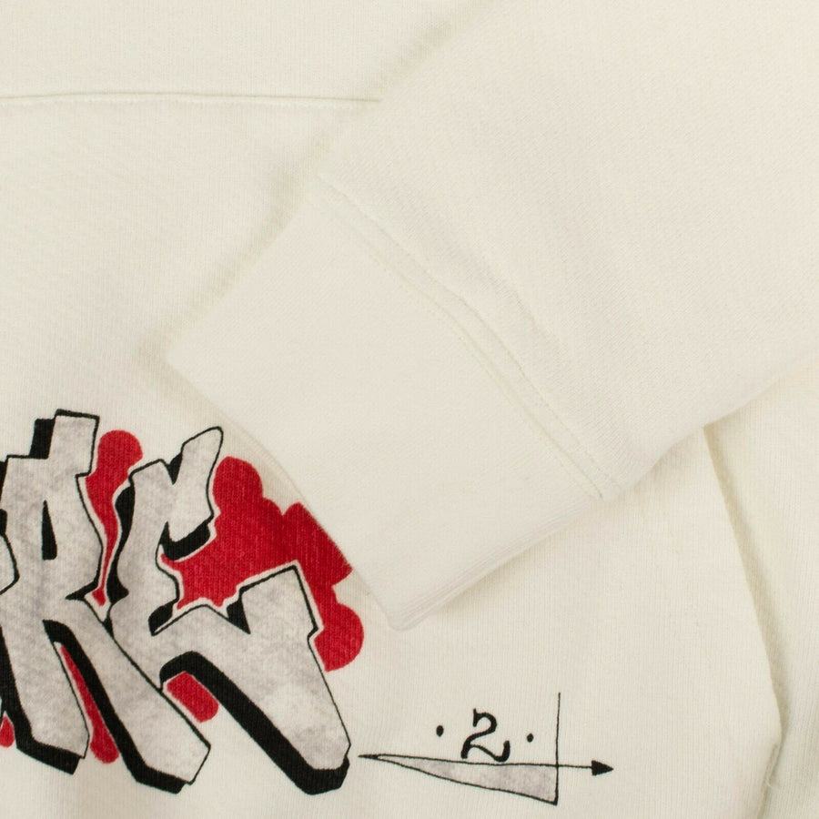 Graffiti Printed Hooded Sweater - White