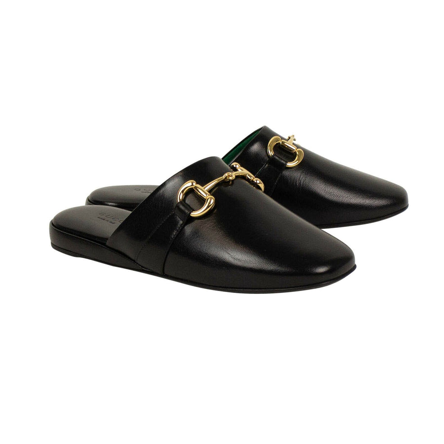 Leather 'Quentin' Slippers - Black