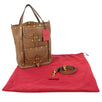 Double Pocket Rockstud Leather Tote Bag - Brown