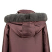 Short Fur Trim Hood Down Filled Coat - Purple