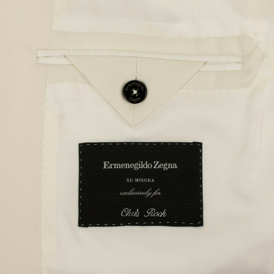 ERMENEGILDO ZEGNA SU MISURA Wool One Button Tuxedo - Ivory