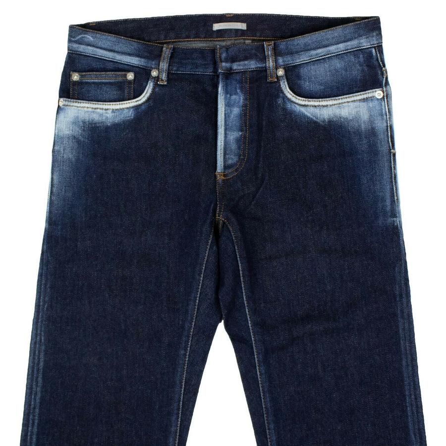 Bleached Cotton Blend Jeans - Blue