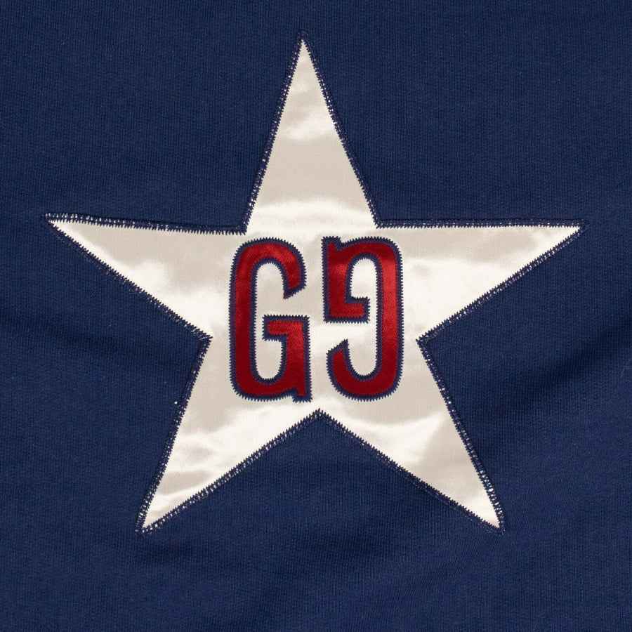 Cotton GG Star Design Crew-Neck Sweatshirt - Blue