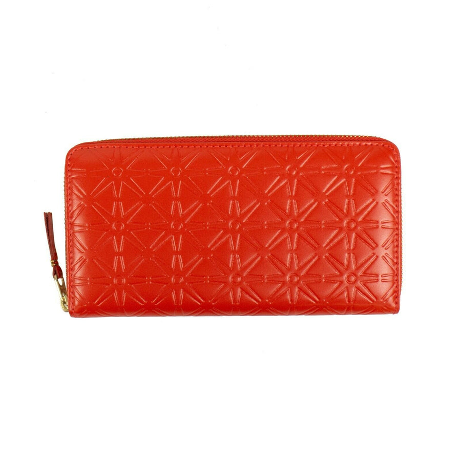 Leather Geometric Embossed Wallet - Orange