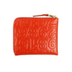 Leather Number Embossed Slim Wallet - Red Orange