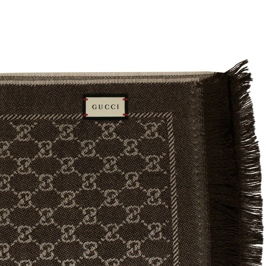 Wool Jacquard GG Scarf - Beige And Brown