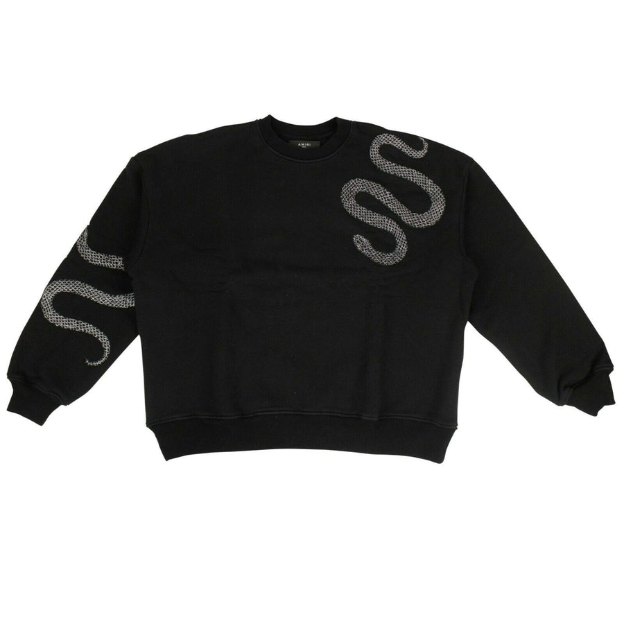 Cotton 'Glitter Snake' Loose Fit Sweatshirt - Black