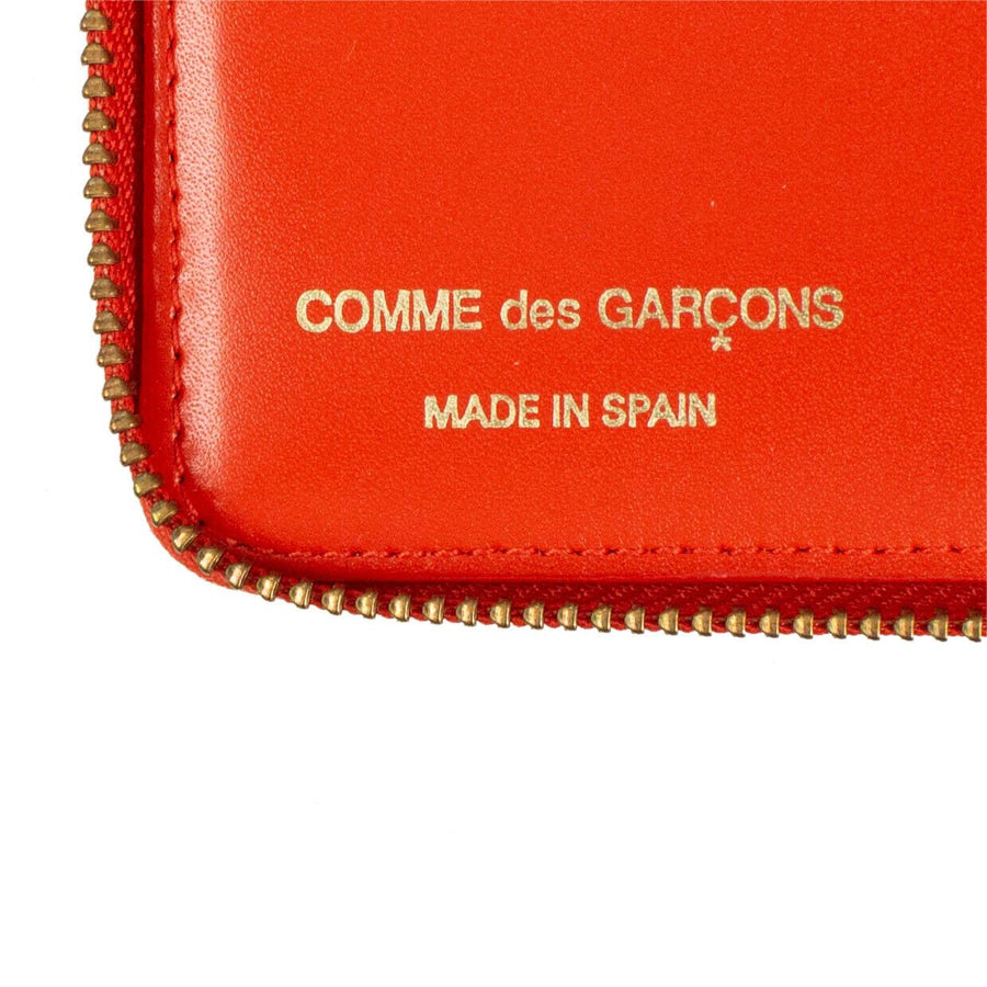 Leather Letter Embossed Small Wallet - Red Orange