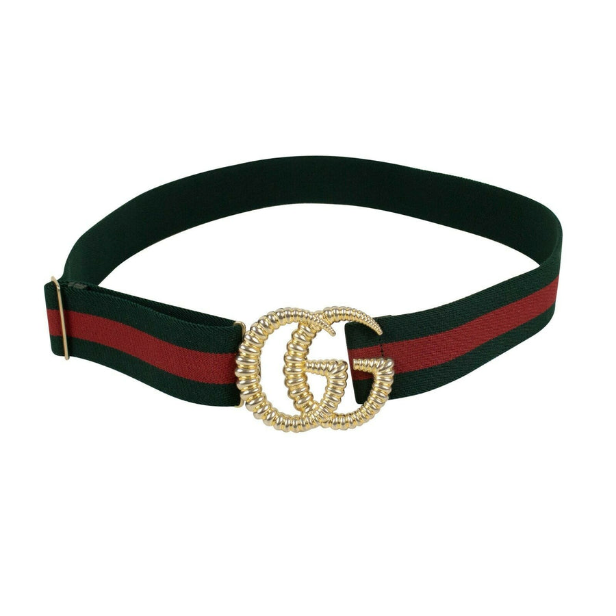 Web With Torchon Double G Belt - Green/Red