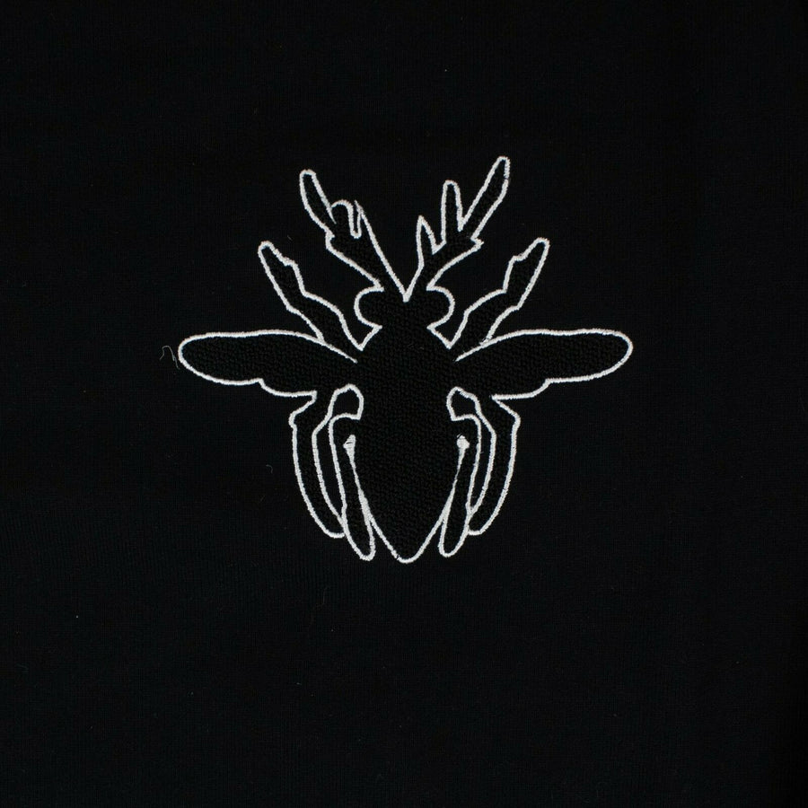 Embroidered Bee Crewneck Pullover Sweater - Black