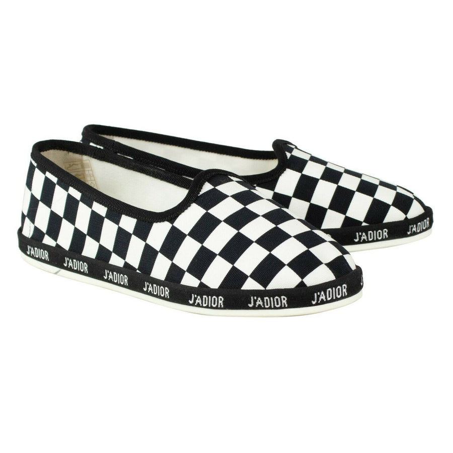 Checkered Canvas Dior Hit Slip-On Shoes - Black / White