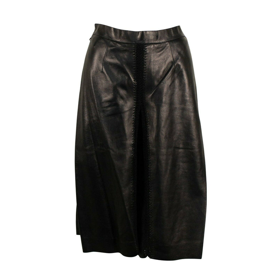 Leather Wide Leg Skort Shorts - Black