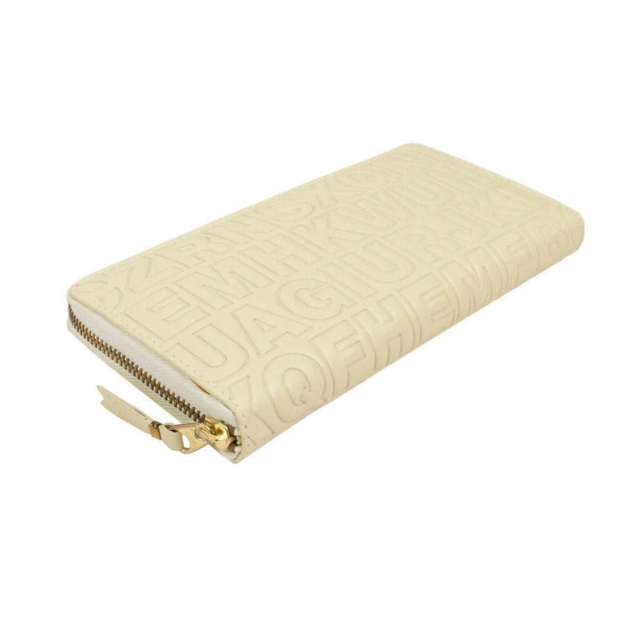 Leather Letter Embossed Wallet - Cream