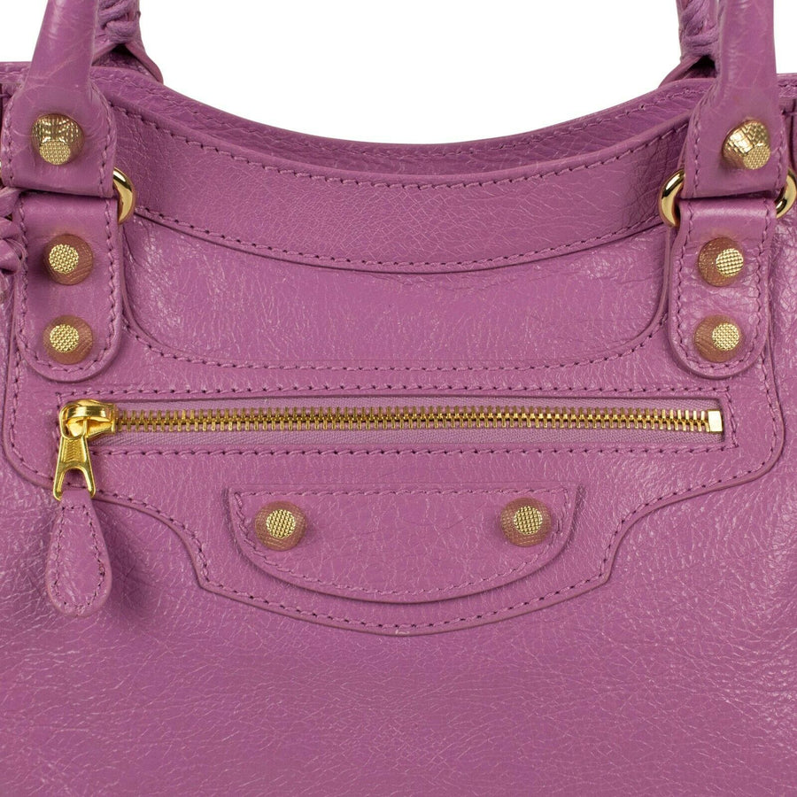 Shiny Textured Leather Giant 12 City Shoulder Bag - Purple