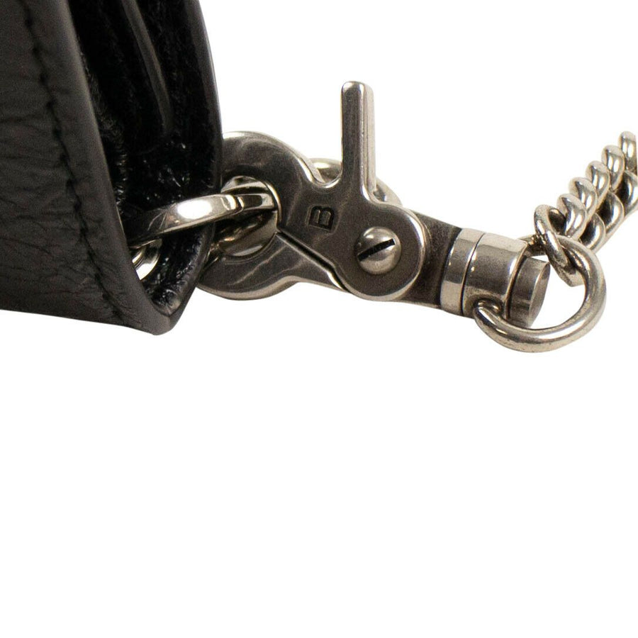 Leather Chain Strap 'Explorer' Square Bi-Fold Wallet - Black