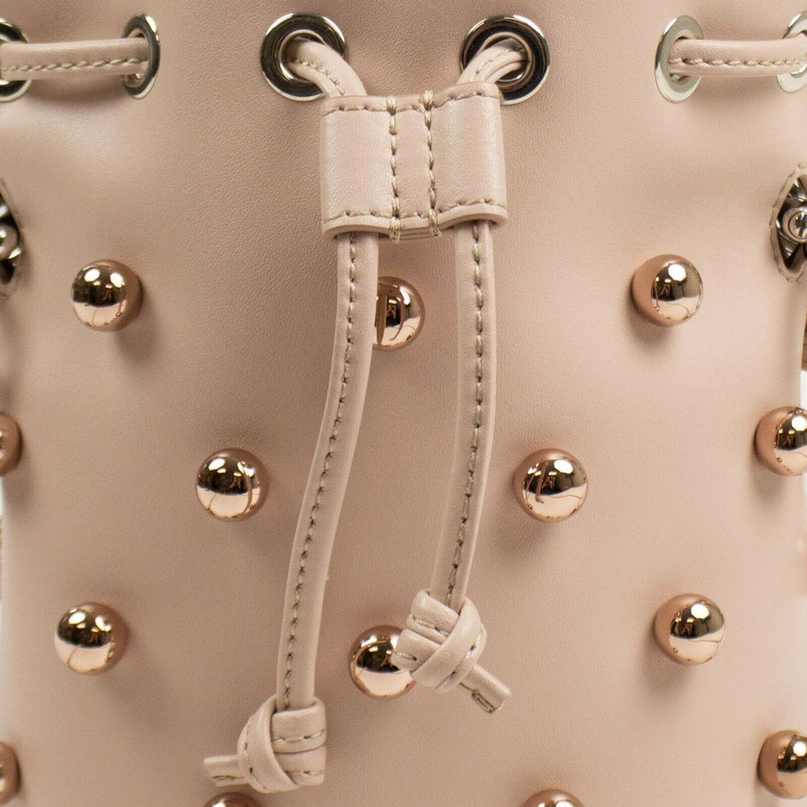 Small Leather Mon Tresor Pearl Studded Bucket Bag - Pink