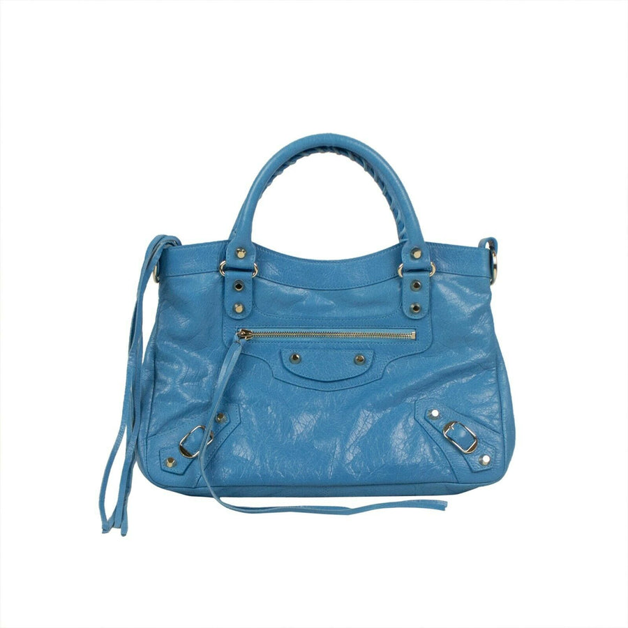 Leather Town Shoulder Bag - Blue