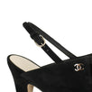 Suede Open Toe Pearl Sandals Pumps - Black