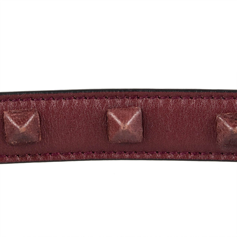 Leather Rock Studded Belt - Burgundy