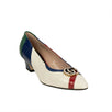 Women's Leather Snakeskin With Logo Pump - Multicolored