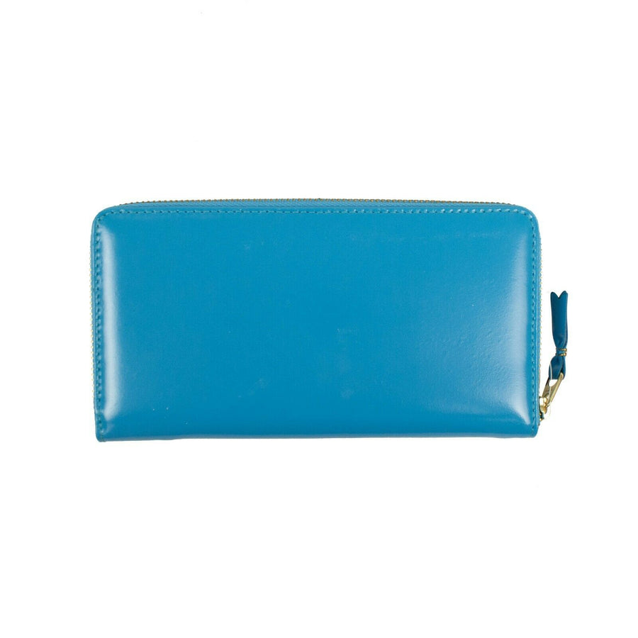 Leather Zip Around Wallet - Blue