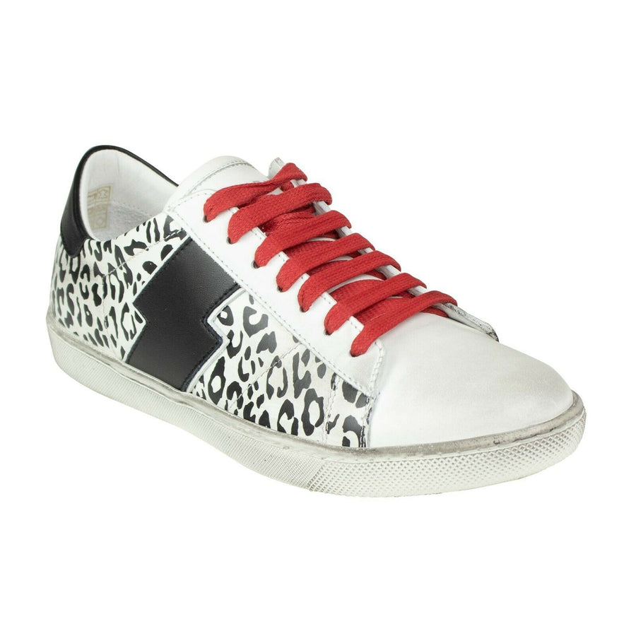 Viper Snow Leopard Leather Sneakers - White / Black