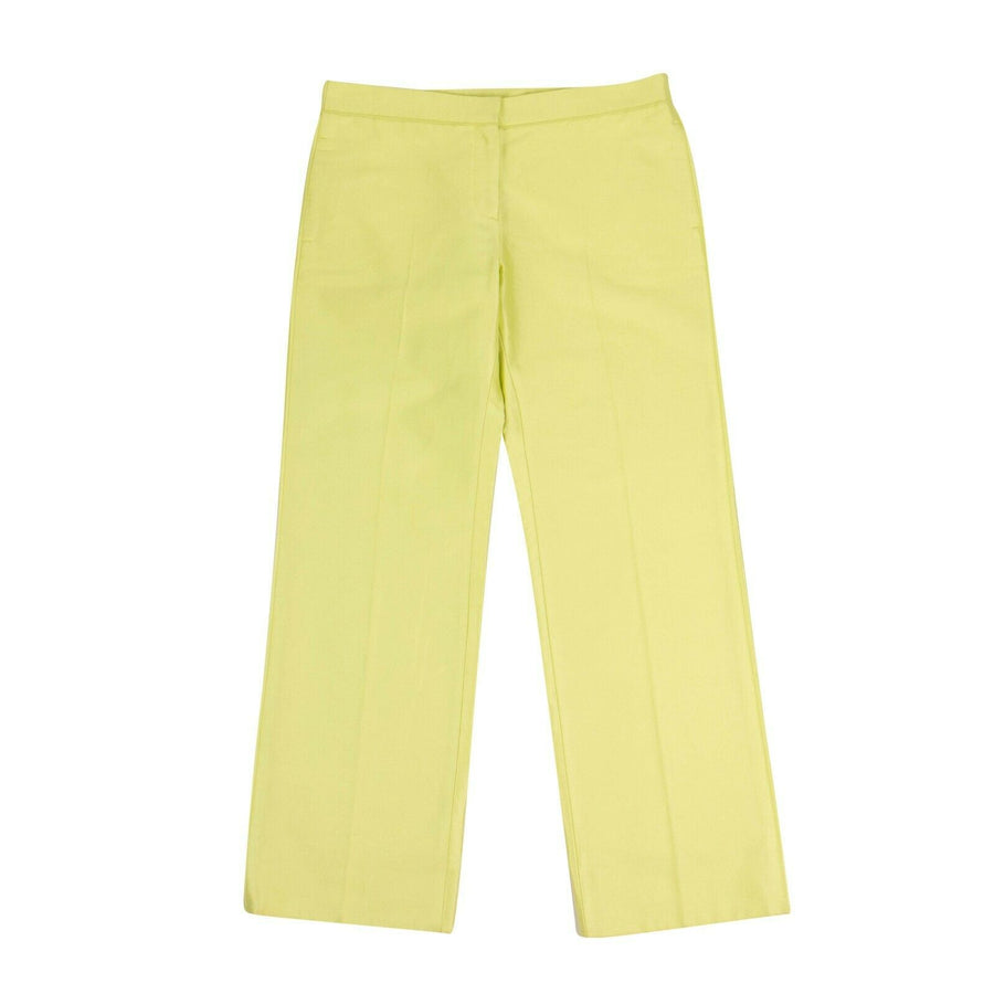 Cropped Cotton Blend Pants - Lime Green