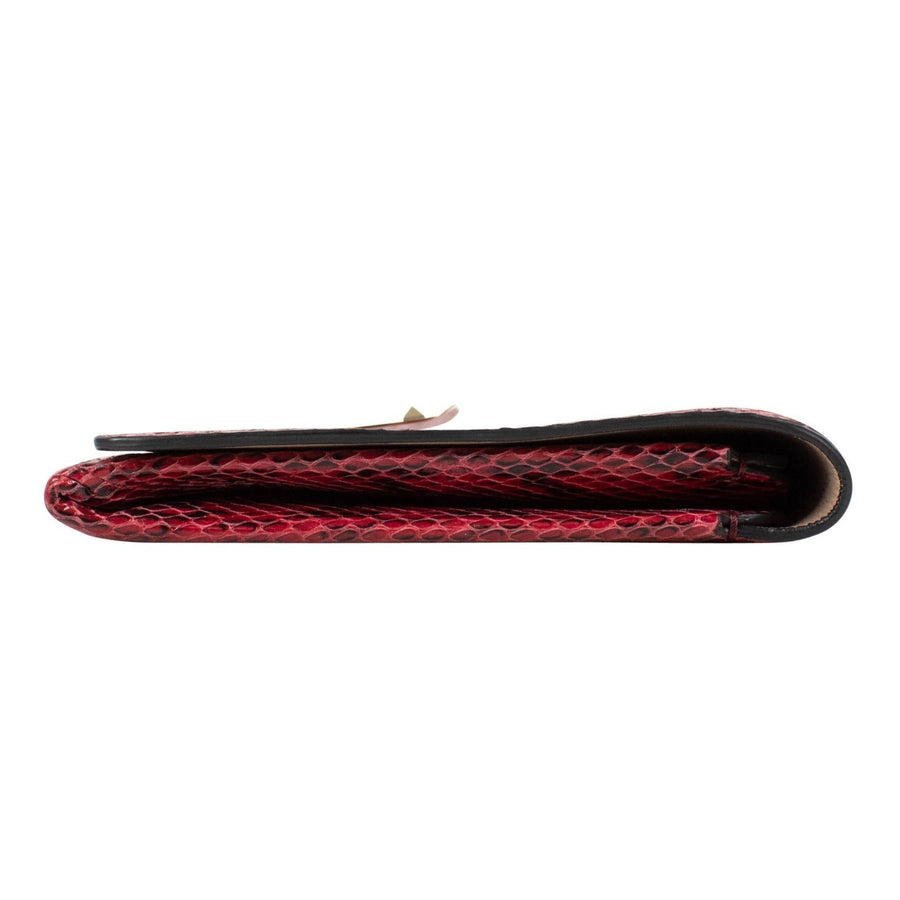 Rockstud Python Skin Clutch - Red