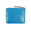 Leather Clover Embossed Small Wallet - Blue