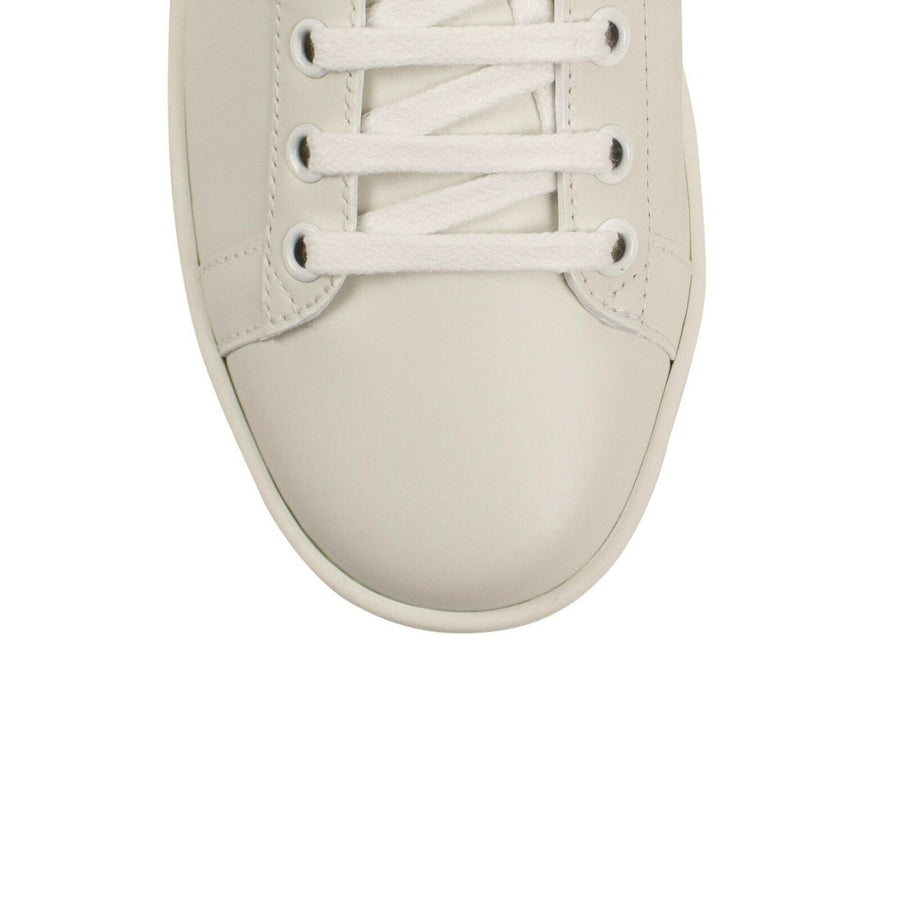 Leather Ace Striped Web Sneakers - White