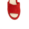 Suede Block Heel Sandals - Red