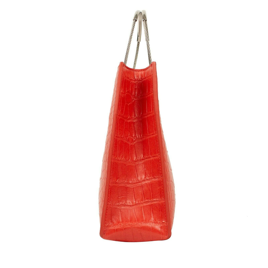 Small Crocodile Cable Shopper Tote - Coral