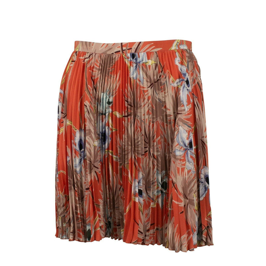 Printed Silk Crepe De Chine Accordion Skirt - Orange