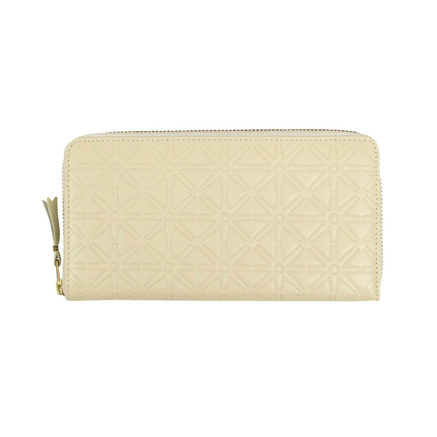 Leather Star Embossed Wallet - Cream