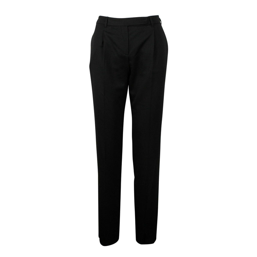 Wool Blend Pleated Pants - Black