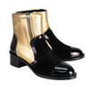 Pebbled And Patent Leather Short Boots - Black / Gold