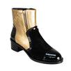 Pebbled And Patent Leather Short Boots - Black / Gold