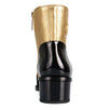 Pebbled And Patent Leather Short Boots - Black / Gold