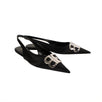 BB Satin Slingback Ballerina Flats -Black