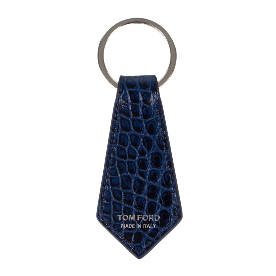 Alligator Leather Key Chain - Avio Blue