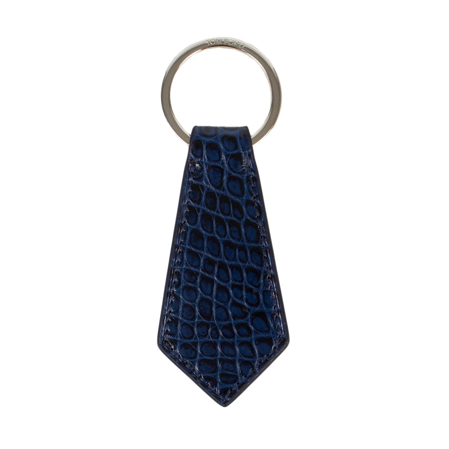 Alligator Leather Key Chain - Avio Blue