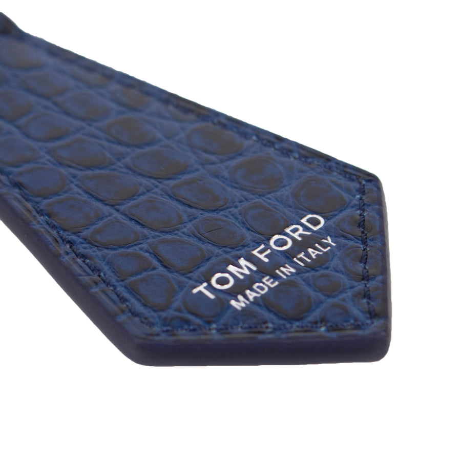 Alligator Leather Key Chain - Avio Blue