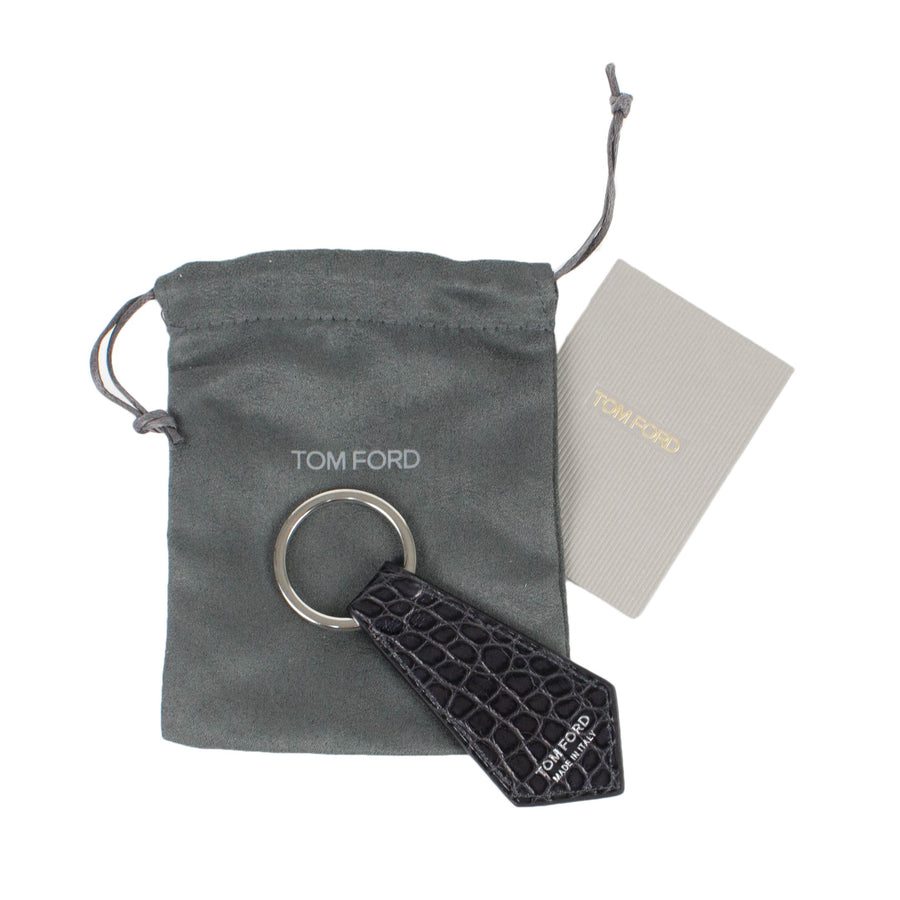 Alligator Leather Key Chain - Anthracite Gray