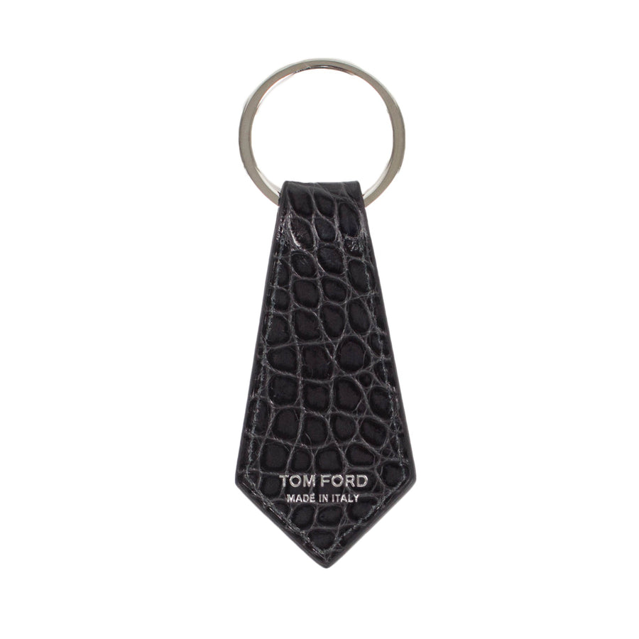 Alligator Leather Key Chain - Anthracite Gray