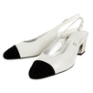 Laminated Goatskin Leather Sling-Back Heels - Silver